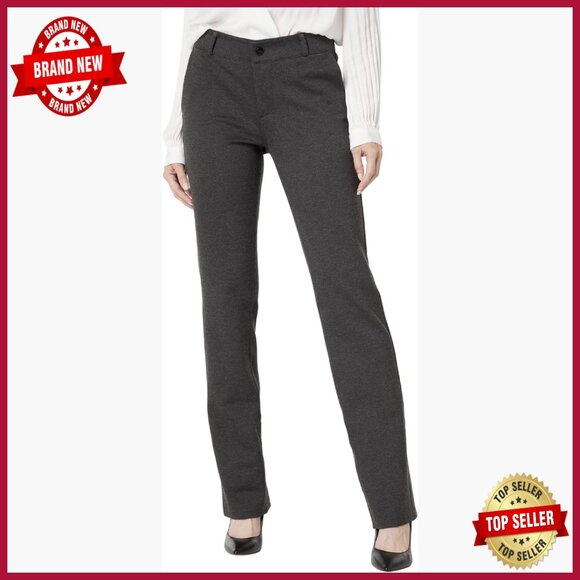 Classic Straight Leg Trousers Polyblend Fabric Mid Rise Fit